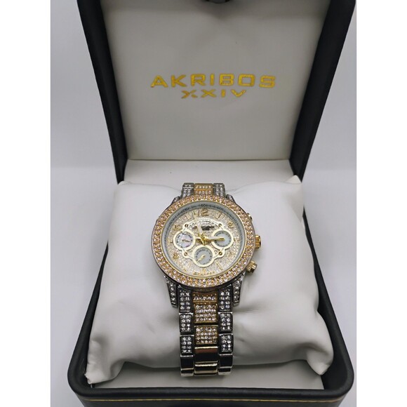 Akribos XXIV Watch AK766TTG Encrusted Lady's Watch With Case And Papers - Picture 5 of 16